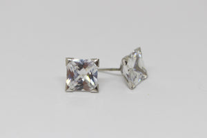 9ct White Gold Square Cubic Zirconia Earrings