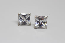Load image into Gallery viewer, 9ct White Gold Square Cubic Zirconia Earrings
