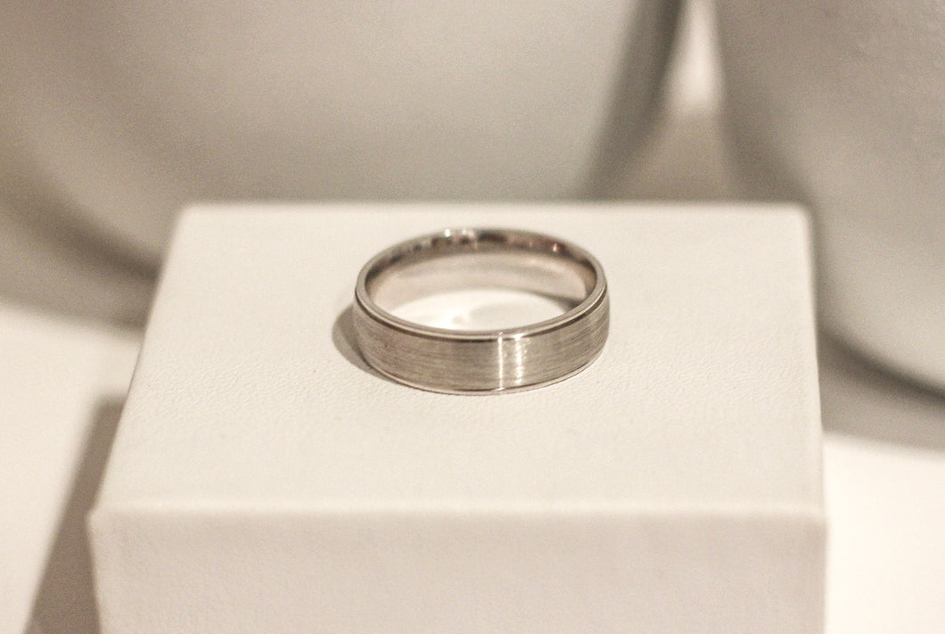 SOLD 9ct White Gold Ring, Brushed Centre