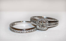 Load image into Gallery viewer, 10ct WG Square Halo Diamond Ring SET (tdw 1ct)