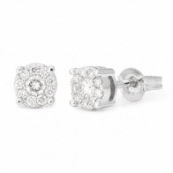 Diamond Claw Set Diamond Earring in 9ct White Gold