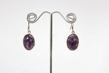 Load image into Gallery viewer, SS Charoite Drop Earrings
