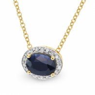 Sapphire & Diamond Claw/Bead Set Coloured Stone Pendant in 9ct Yellow Gold