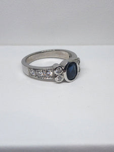 18ct White Gold Australian Sapphire & Diamond Ring