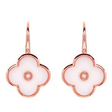 Load image into Gallery viewer, SS Rhodium Plated CZ &amp; White Ceramic Flower Drop Earrings
