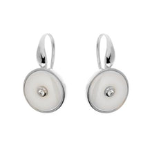 Load image into Gallery viewer, Sterling Silver Round CZ White Ceramic Earrings
