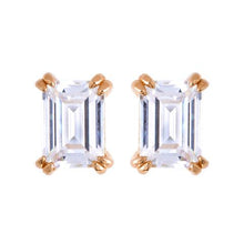 Load image into Gallery viewer, SS Yellow Gold Plated Baguette CZ Studs
