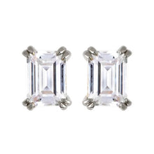 Load image into Gallery viewer, SS Yellow Gold Plated Baguette CZ Studs
