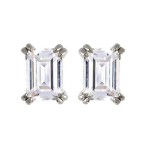 SS Yellow Gold Plated Baguette CZ Studs