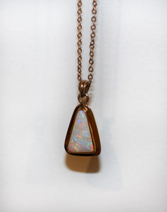 9ct YG Solid White Opal Pendant