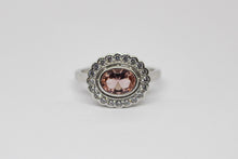 Load image into Gallery viewer, SS Oval CZ Morganite &amp; CZ ring
