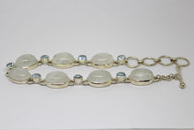 Load image into Gallery viewer, SS Rainbow Moonstone &amp; Blue Topaz Bracelet
