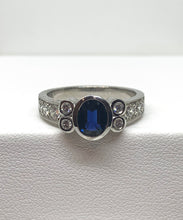 Load image into Gallery viewer, 18ct White Gold Australian Sapphire &amp; Diamond Ring
