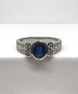 18ct White Gold Australian Sapphire & Diamond Ring