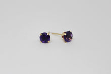 Load image into Gallery viewer, 14ct Yellow Gold Amethyst Stud Earrings

