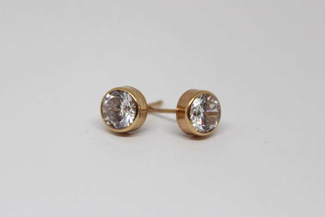 9ct Rose Gold Cubic Zirconia Stud Earrings