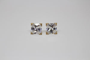 9ct Yellow Gold Square Cubic Zirconia Earrings