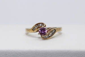 9ct YG Pink Sapphire & Diamond Ring