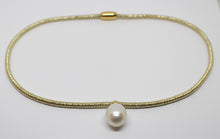 Load image into Gallery viewer, 14-14.5mm White South Sea Pearl Stainless Steel Gold Plated Necklace
