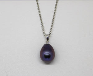 9ct WG Dyed Blk 10mm FW Pearl Pendant
