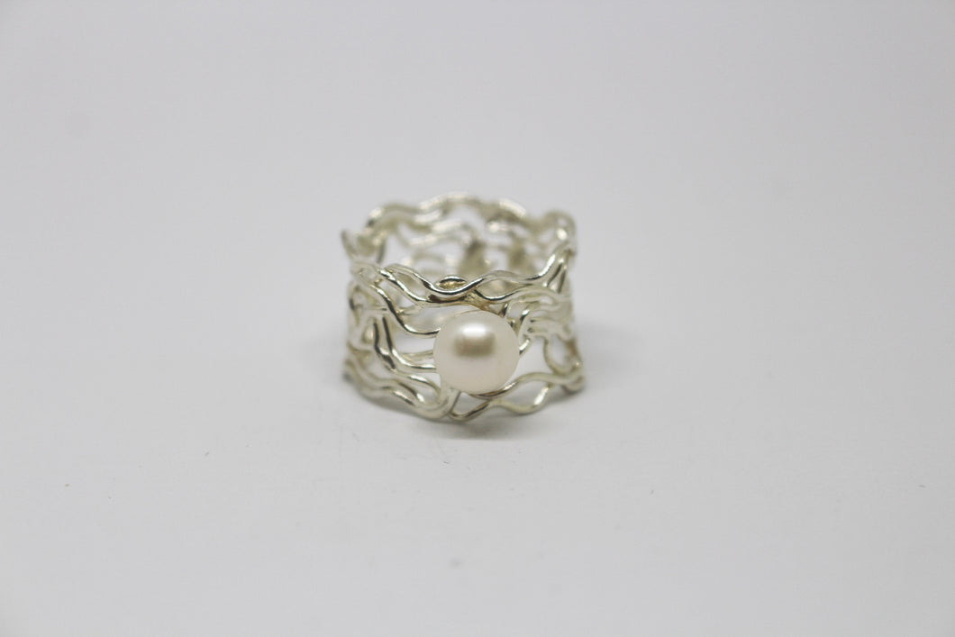 SS Fancy Pearl Ring