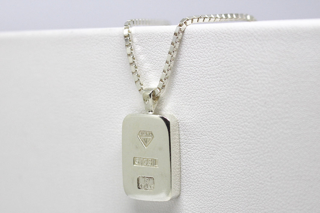 Sterling Silver Dog Tag on Box Chain