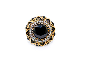 SS and Brass CZ & Onyx Ring