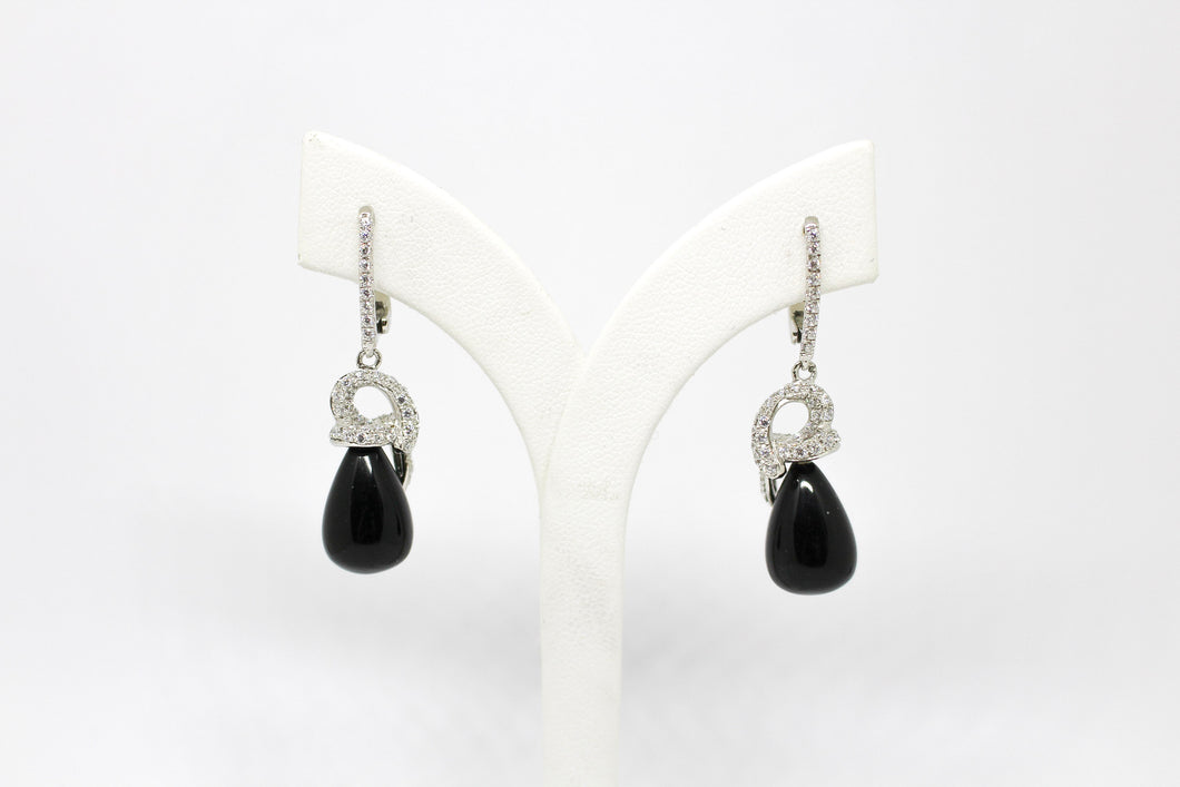 SS CZ Black Onyx Earrings