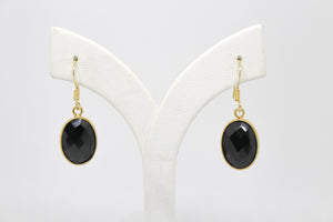 SS Gold Plated Black Onyx Earrings
