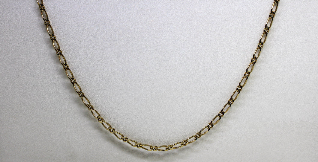 9ct YG Faceted Figaro 1+1  Chain