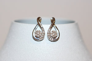 9ct White Gold Diamond set Stud Earrings
