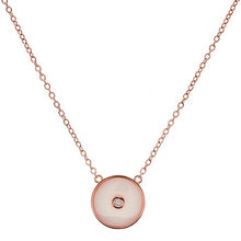Load image into Gallery viewer, Sterling Silver White Ceramic Round CZ Pendant on fine chain
