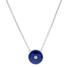 Load image into Gallery viewer, Sterling Silver Lapis Round CZ Pendant on fine chain
