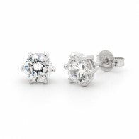Diamond 6 Claw Diamond Earring in 18ct White Gold