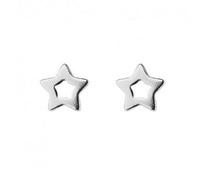 Sterling silver open star stud earrings