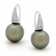 South Sea Pearl & Diamond Pave Pearl Earring in 18ct White Gold