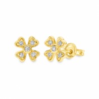 Diamond Bead Set Stud Earring in 9ct Yellow Gold