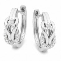 Diamond Claw Set Huggie Earring in 9ct White Gold