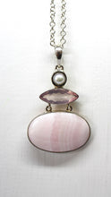 Load image into Gallery viewer, SS Pink Aragonite, Rose Quartz and Pearl Pendant Necklace
