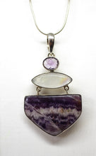 Load image into Gallery viewer, SS Rainbow Moonstone, Amethyst &amp; Agate Pendant
