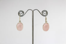 Load image into Gallery viewer, SS Rose Quartz drop Earrings
