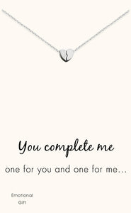 Sterling Silver 'You complete me' Two heart necklace