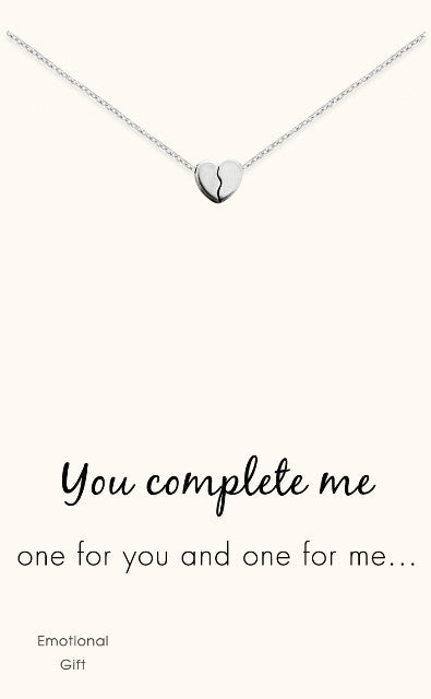 Sterling Silver 'You complete me' Two heart necklace