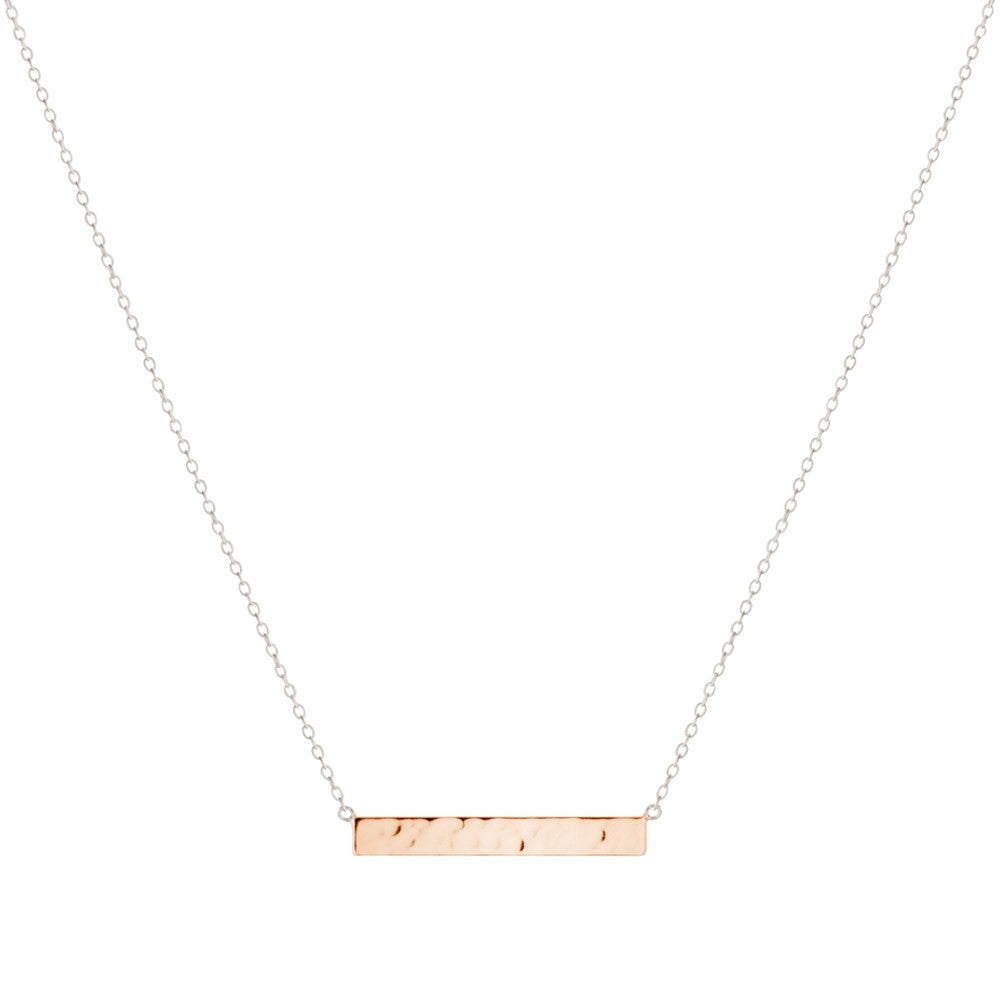 2 Tone Sterling Silver Hammered Bar Necklace