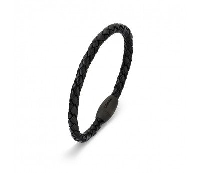 Blaze Ore Stainless Steel & Leather Bracelet with carbon fibre clasp