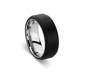Blaze Ore Stainless Steel Black and Silver Ring