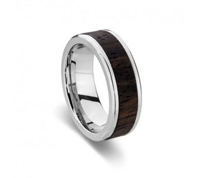 Blaze Ore Stainless Steel Wood Ring with Steel detail