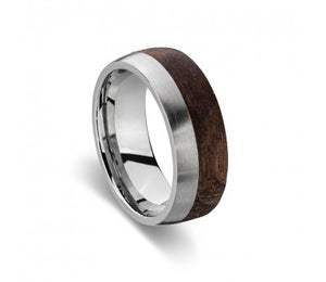 Blaze Ore Stainless Steel Wood Ring with Steel detail