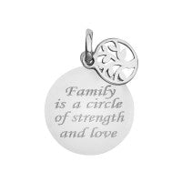 Sterling Silver flat disc tree of life with writing pendant 23 X 16MM