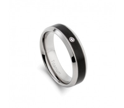 Blaze Infinity Titanium Ring with Black Finish and Cubic Zirconia